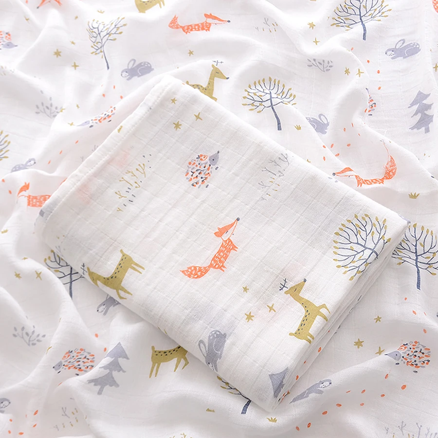 Toalla de baño para bebé de 120x110cm, envoltura de muselina de algodón, manta de ducha de playa, bonita y suave, funda de gasa de dos capas para cochecito infantil