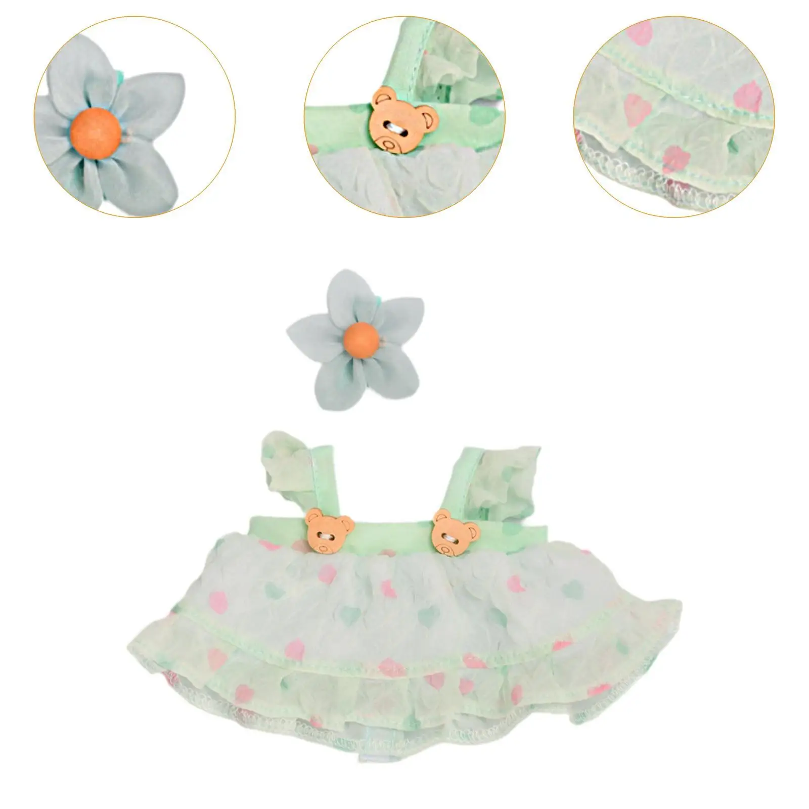 2x Dolls Princess Dress with Flower Hairpin Costume for 20cm Dolls Dress up