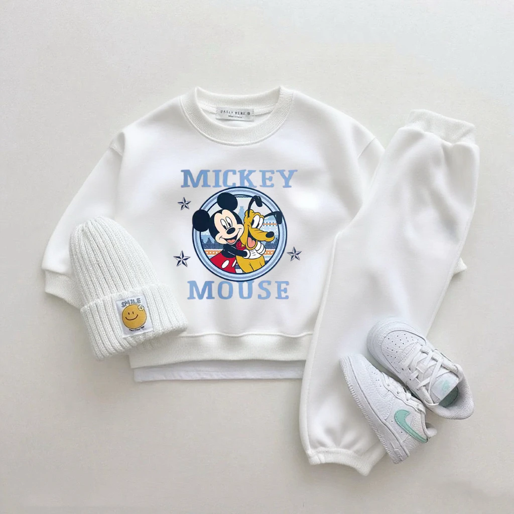 Sudaderas con capucha y pantalones de dibujos animados de Disney para niñas, conjunto de 2 piezas, ropa exterior, sudaderas de nuevo diseño, pantalones simples, chándales, disfraz para niños