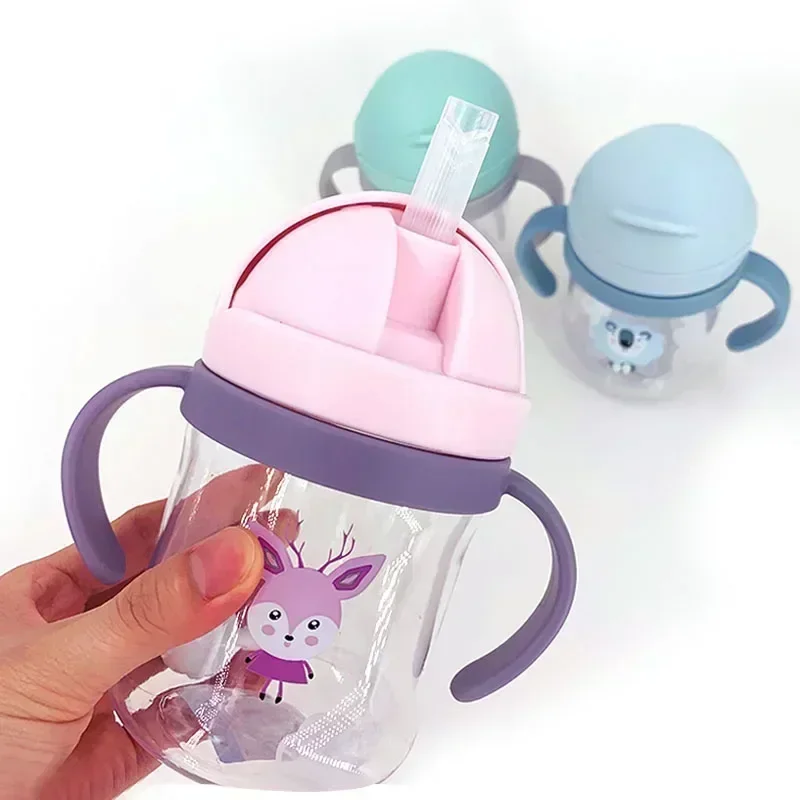 Vaso de silicona antigoteo con pajita y asa para bebé