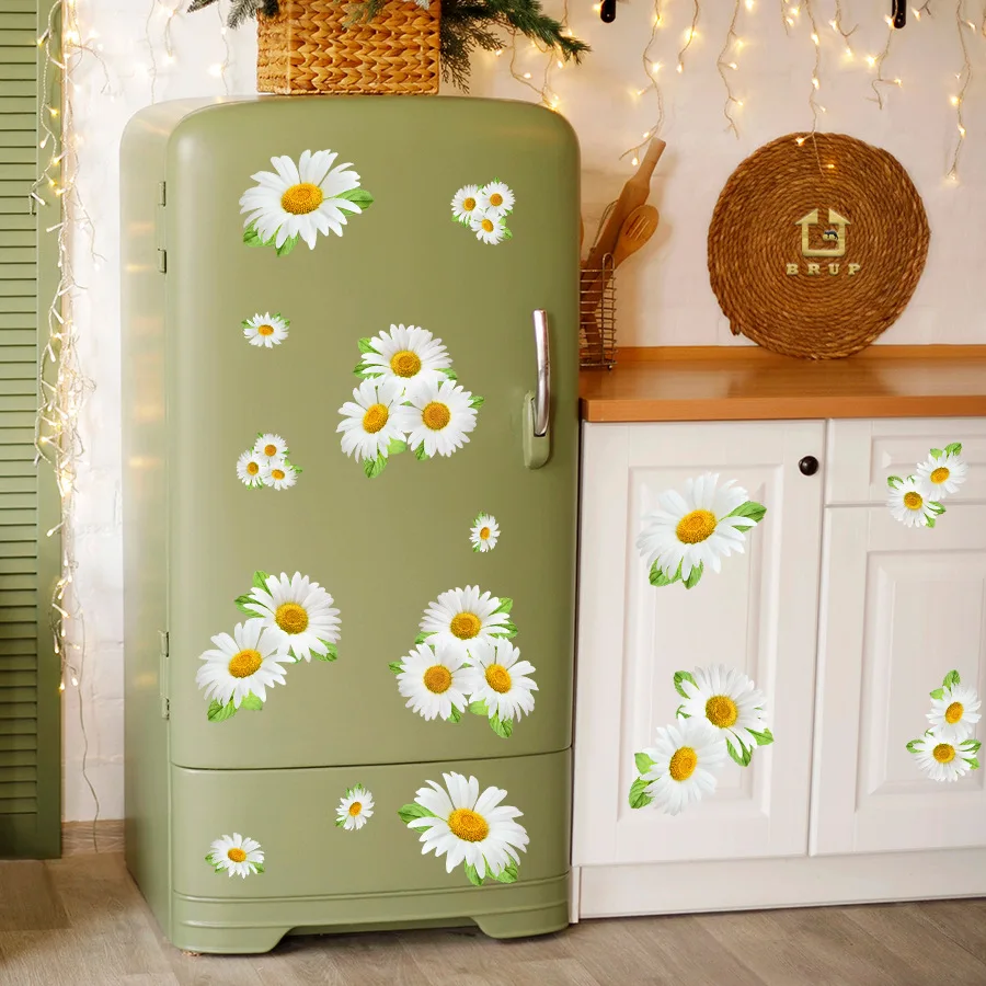 Pegatinas de pared autoadhesivas de margaritas para armarios de cocina, puertas de refrigerador, pegatinas de pared decorativas impermeables y a prueba de humedad - imagen 5