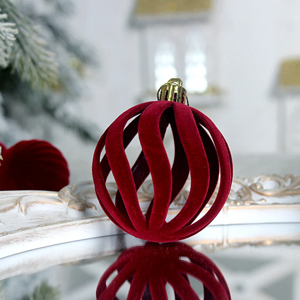 48 Uds. Adornos de bolas de Navidad de franela flocados decoración de fiesta de árbol de Navidad esferas de Navidad colgante bola de Navidad - imagen 2