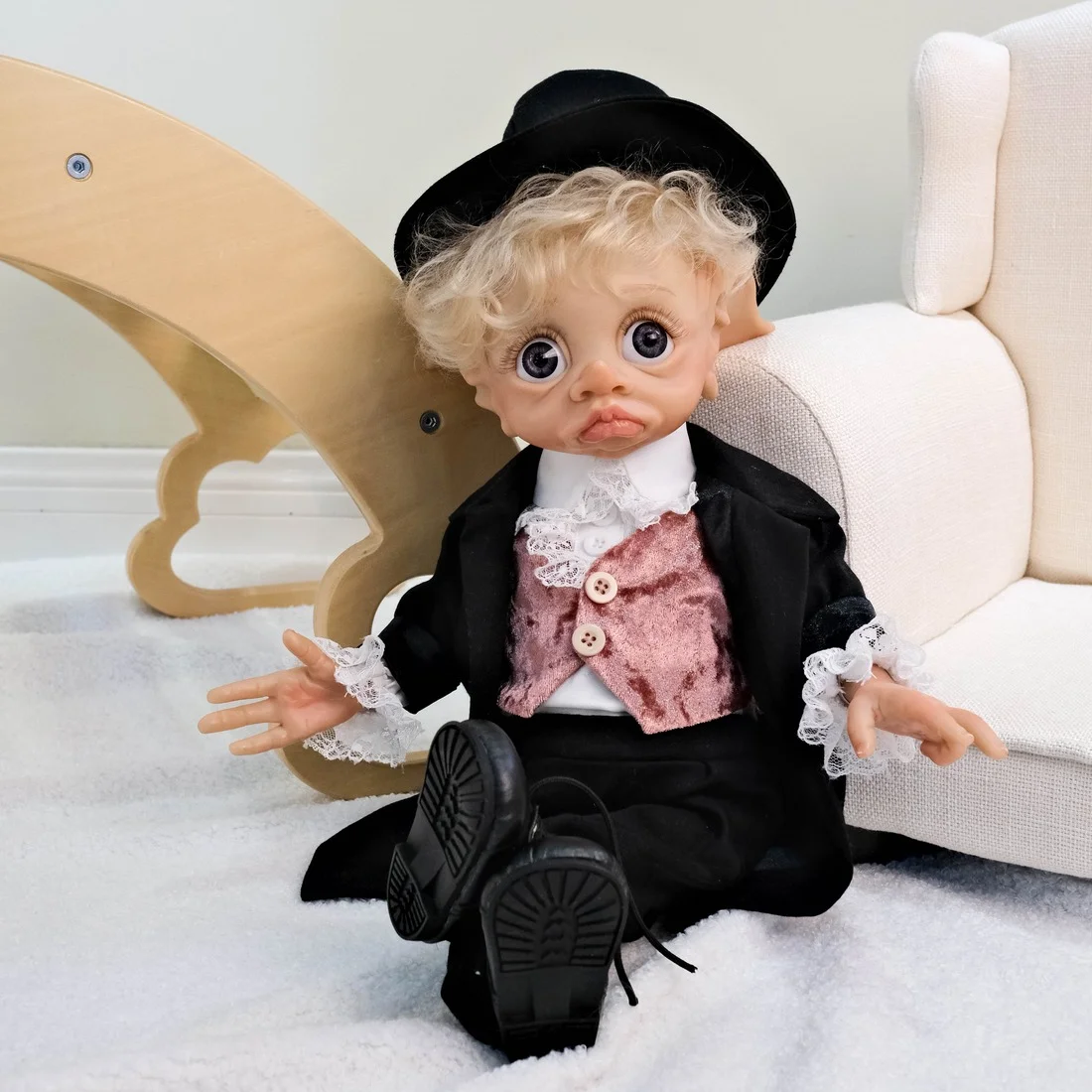 Muñeca Reborn de 42CM para niños, muñeco de elfo de hada Tinky, muy bonito, hecha a mano, de alta calidad - imagen 4