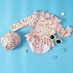 HappyFlute traje de baño niña manga larga cremallera gorro protección solar