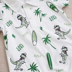 Conjunto de recién nacido de algodón manga corta con dinosaurios