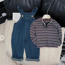 Conjunto vaquero niña con camiseta a rayas