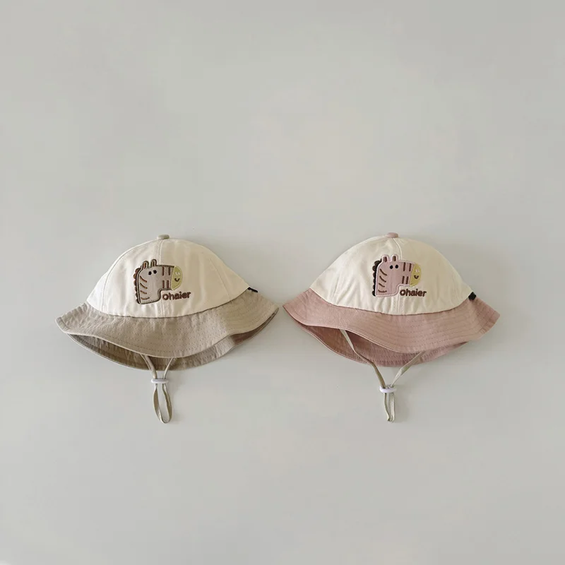 Sombreros de cubo para bebé de dibujos animados, sombrero de pescador con cuerda ajustable a prueba de viento para primavera y otoño, accesorios coreanos para niños y niñas de 8M a 3 años - imagen 3