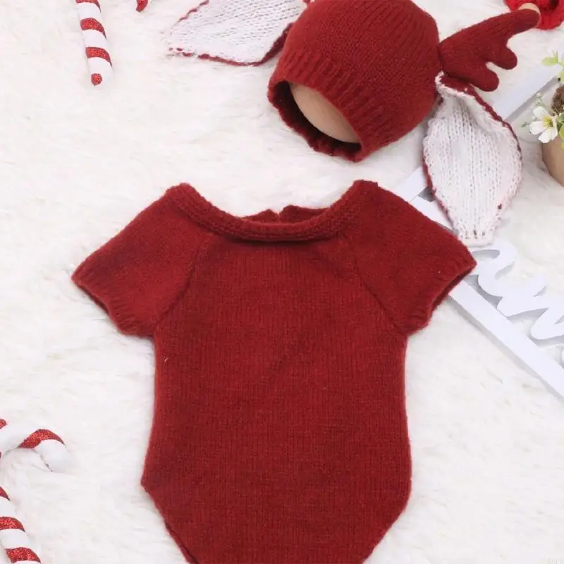Ropa sesión fotos bebé R6FD sombrero asta oreja y atuendo mamel - imagen 5