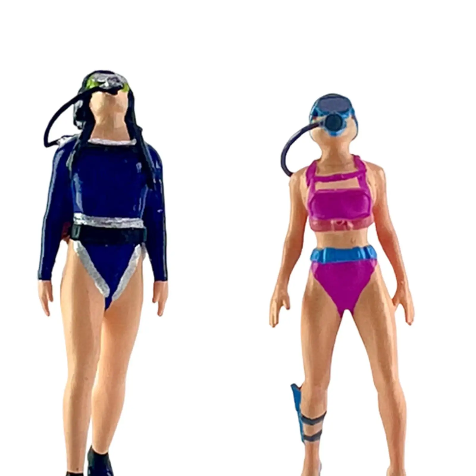 2x 1:64 Mermaid Diving Figures for Micro Landscape Photo Props Countertop
