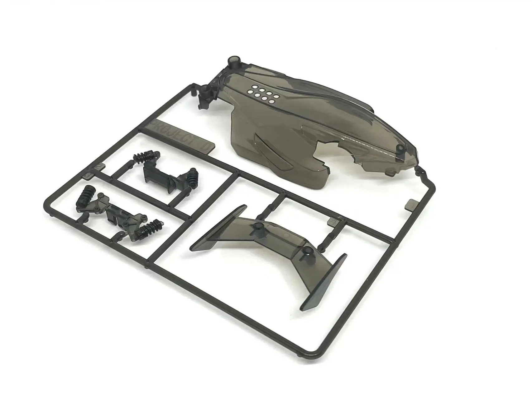 project D mini 4wd racing car Dual Ridge Jr cowl for SFM chassis clear pink/clear black color