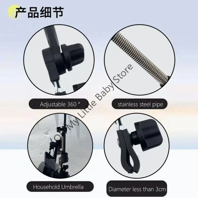 Abrazadera para parasol para cochecitos con marco Metal M76C, amplia aplicación para sillas ruedas y bicicletas, segura - imagen 3