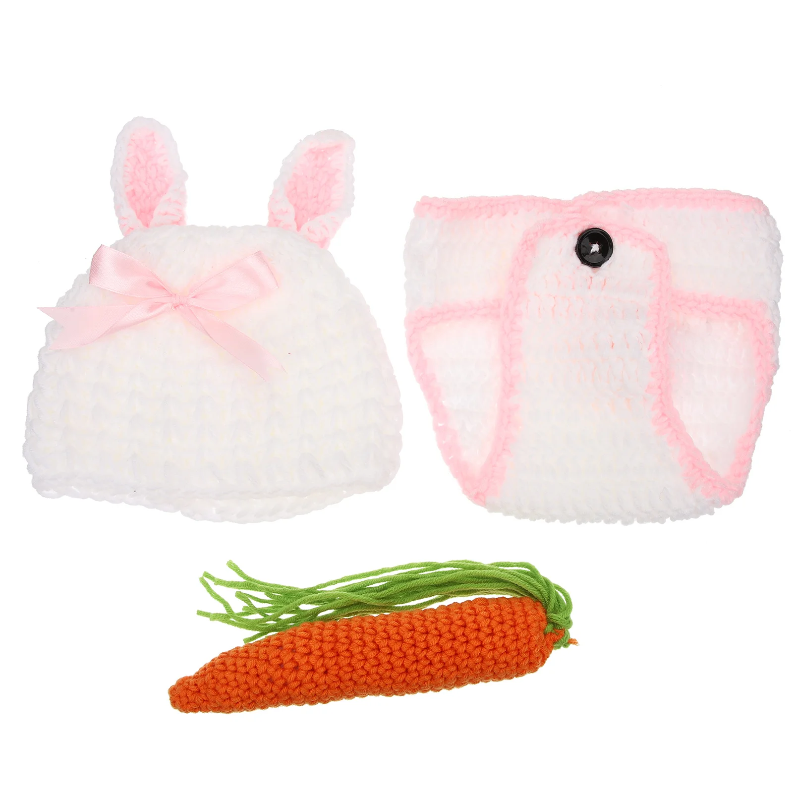 1 Juego de traje de conejito para fotografía de bebé recién nacido, sombrero de ganchillo, pantalones, accesorios para sesión de fotos, disfraz infantil, traje de fotografía para recién nacido - imagen 2