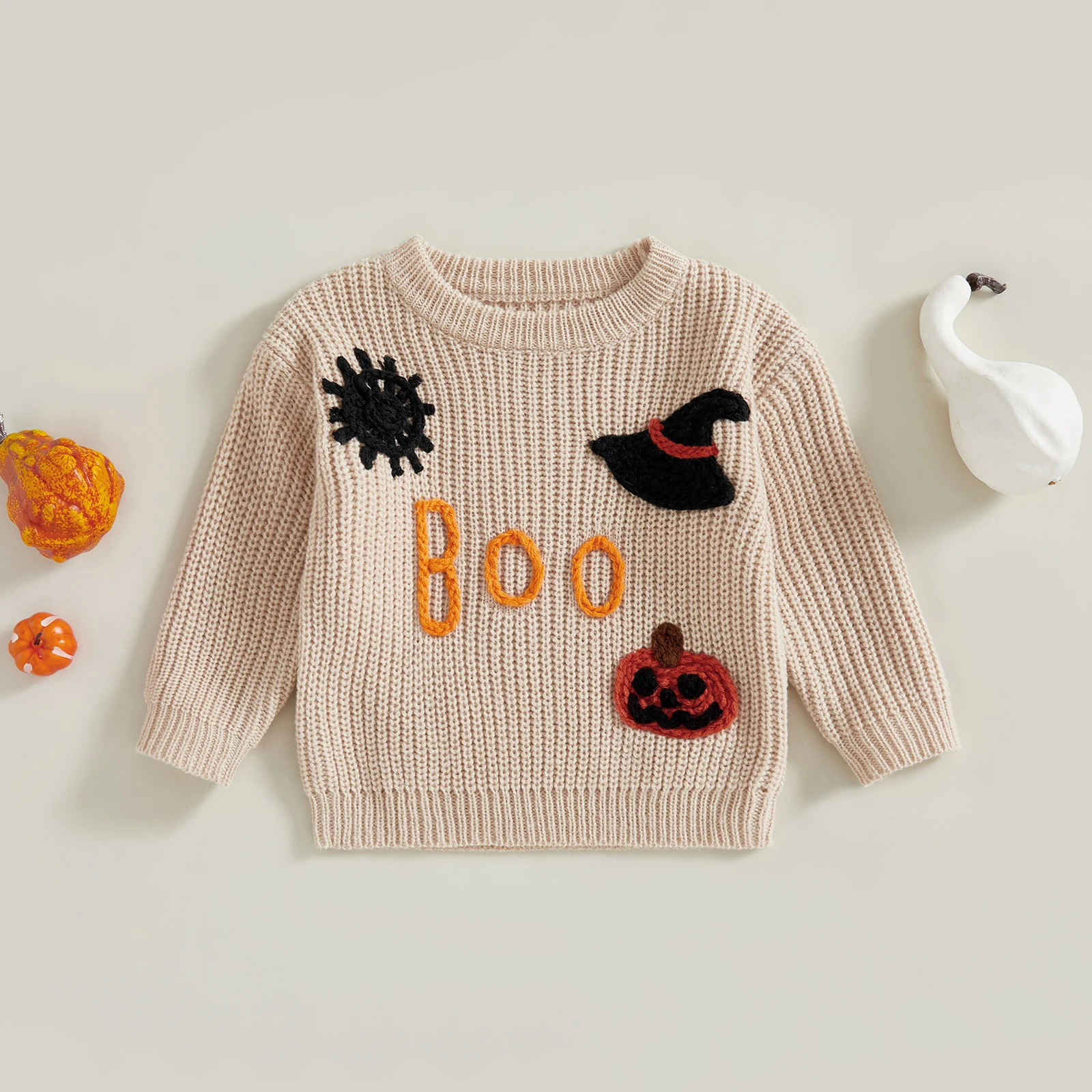 VISgogo Suéter Halloween niñas pequeñas bordado divertido