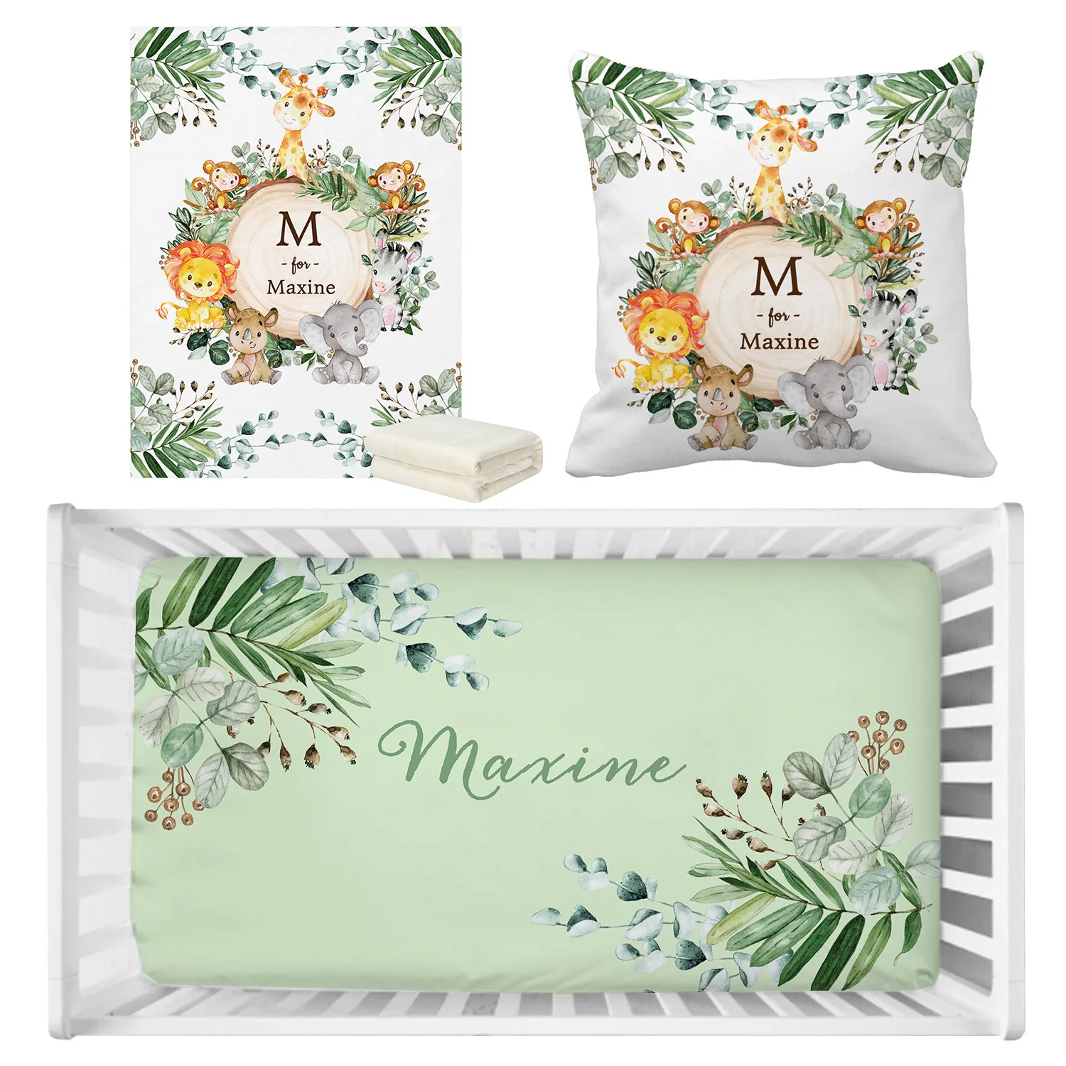 LVYZIHO Juego de cama bebé suave personalizado con animales selva - imagen 4