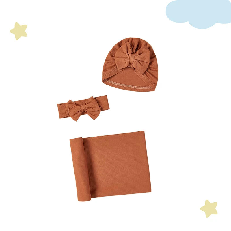 Conjunto de gorro y diadema de manta suave para bebé, ropa de cama para bebé, accesorios de fotografía para bebé, 3 uds.