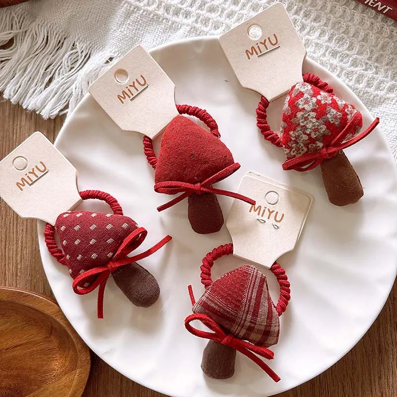 1 Uds. Diademas para niños niñas bebé lindo seta roja bandas elásticas para el cabello horquillas moda Vintage niños accesorios para la cabeza de Navidad