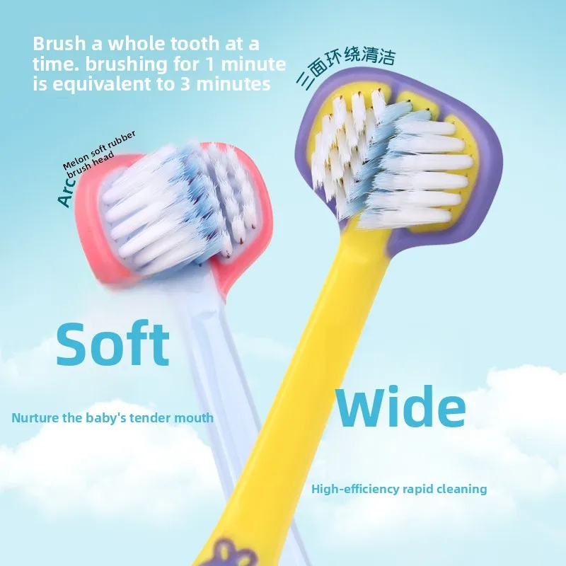 Cepillo de dientes infantil triple cara – Limpieza bucal suave - imagen 2