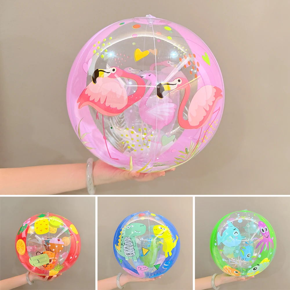 Pelota de playa inflable transparente con rayas coloridas para piscina - imagen 3