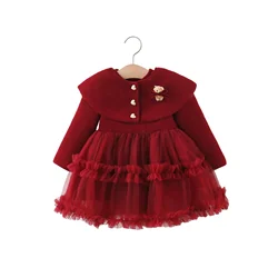 Vestido de fiesta infantil rojo – Corte A para invierno