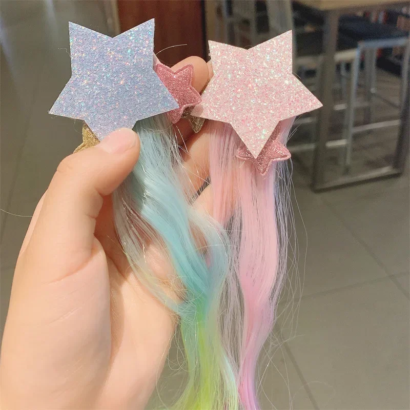Pinza de pelo de pentagrama de dibujos animados para niños, accesorios para el cabello para niñas, tocado colorido, coreano, nuevo, caliente - imagen 4