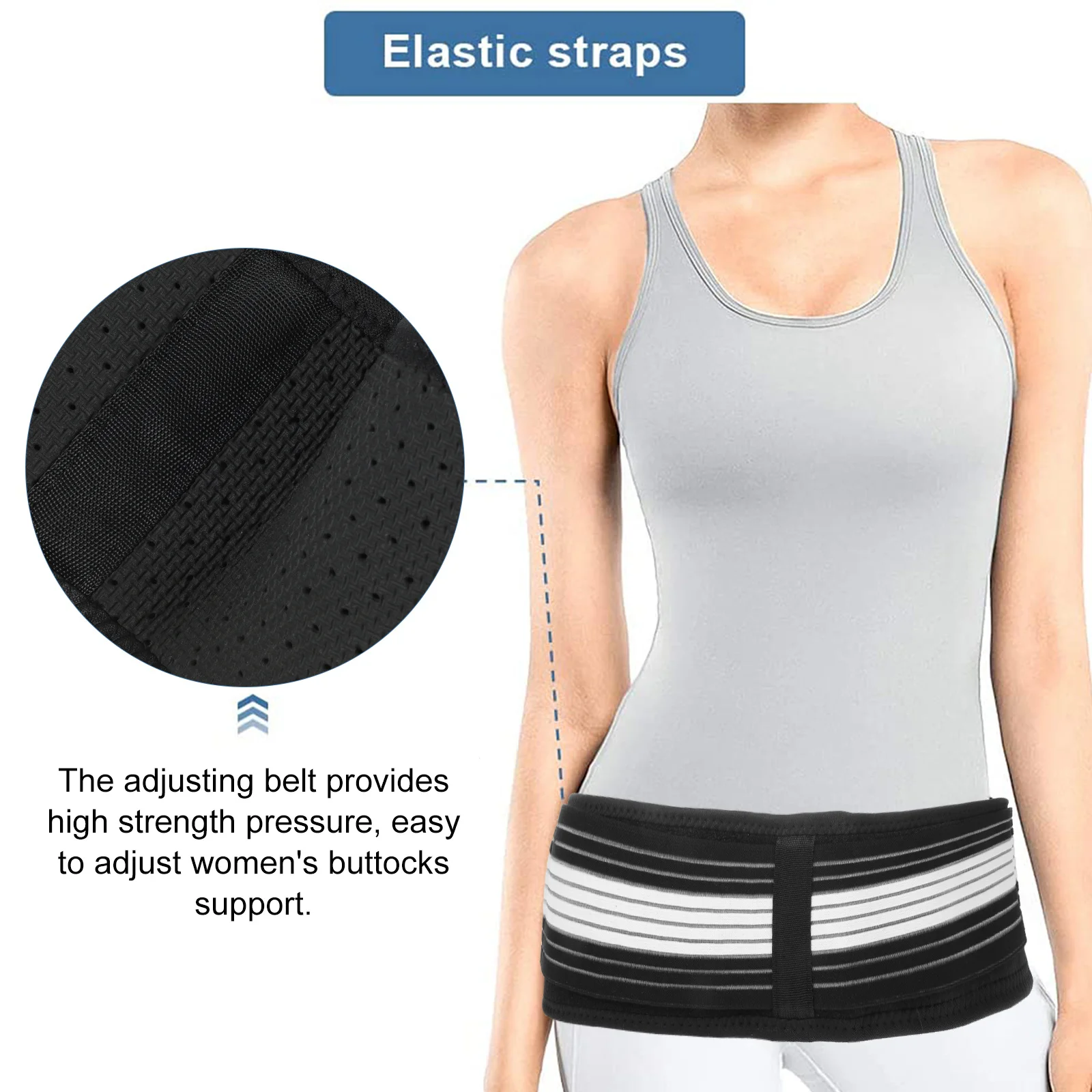 Cinturón de soporte pélvico, soporte de corrección pélvica ajustable, estabiliza el sudor transpirable de la articulación sacroilíaca - imagen 3