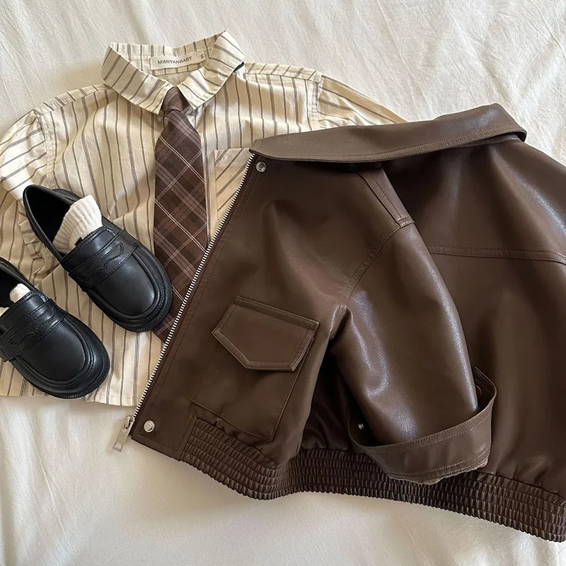 MILANCEL Chaqueta de otoño para niños – Solapa sólida estilo coreano - imagen 2