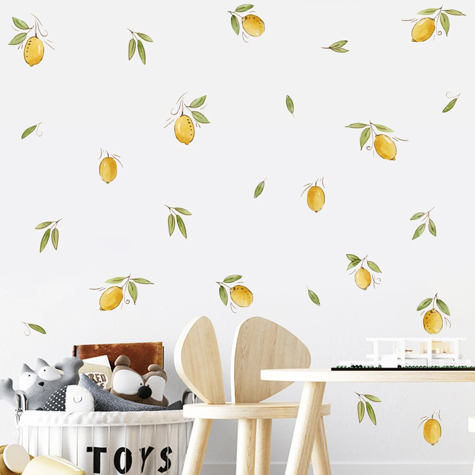 Vinilos hojas de limón – Decoración acuarela habitación infantil - imagen 2