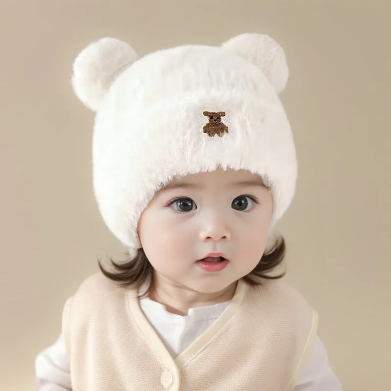 Lindo gorro tipo jersey para bebé: gorro con orejeras de otoño e invierno, gorro de punto de lana cálido y grueso para niños unisex, gorros infantiles a prueba de viento. - imagen 2