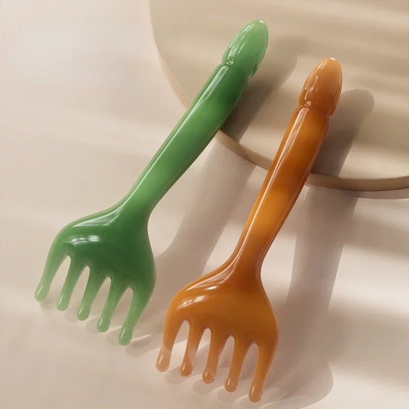 Masajeador de cabeza de resina raspadora de cabeza de cinco garras para cuello y pierna, Gua Sha para el cuero cabelludo, palo de masaje corporal, masaje de garra raspadora - imagen 3