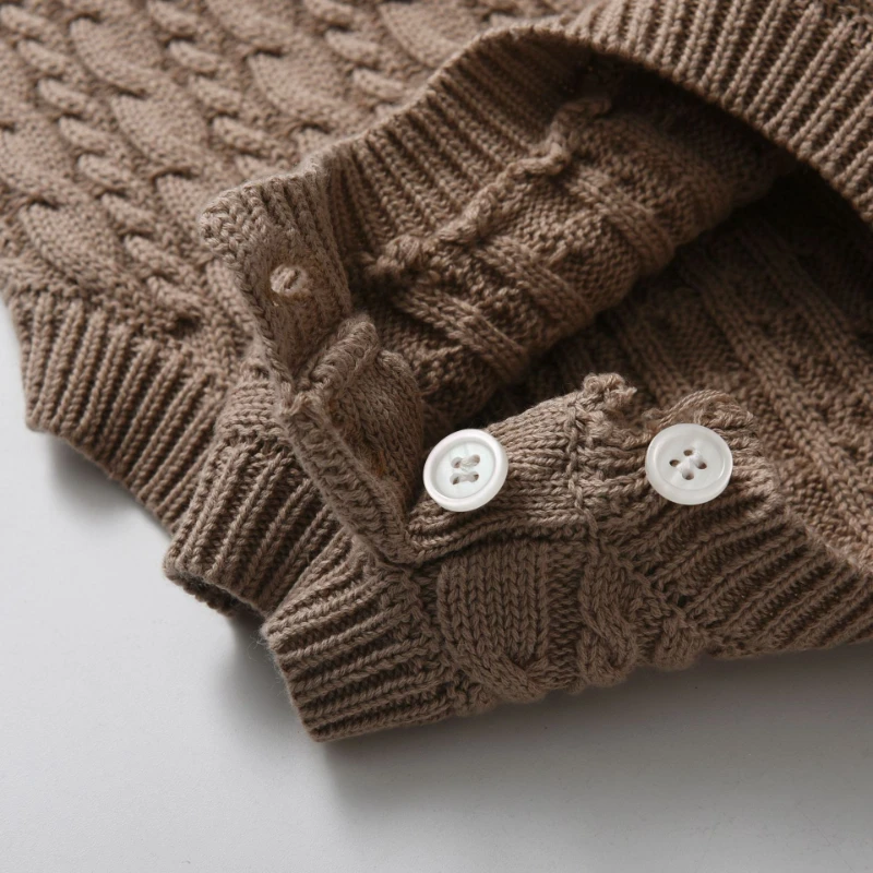 Pelele de punto de algodón para bebé, mono cálido sin mangas con botones en los hombros para Navidad, color neutro, para primavera y otoño - imagen 5