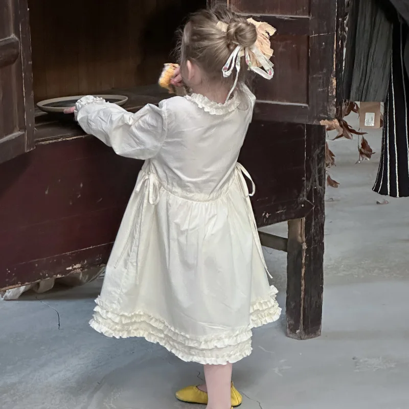 MILANCEL, nuevo estilo de primavera, vestido de manga larga para niñas de 2 a 6 años, dulce vestido de princesa con volantes de Color sólido, ropa coreana para niños - imagen 2