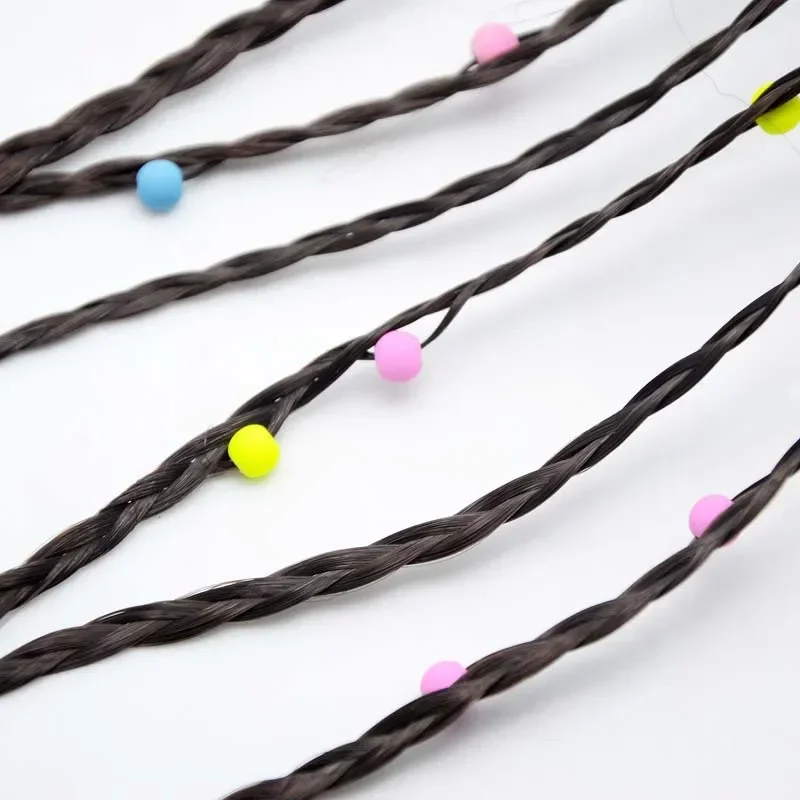 Extensiones de Cabello con trenzas de colores, accesorios para el cabello para niña y niño, coletas trenzadas de arcoíris - imagen 3