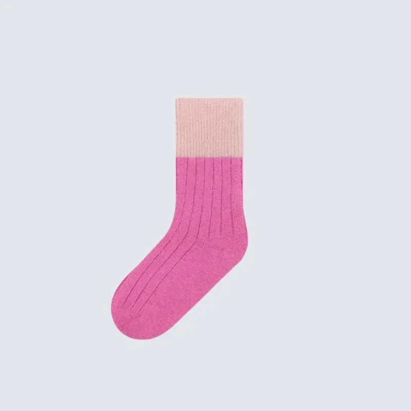 Calcetín cálido de lana para niños y niñas, calcetín deportivo sencillo a la moda hasta la pantorrilla para niños, calcetín cálido de conejo de Cachemira para otoño e invierno - imagen 4