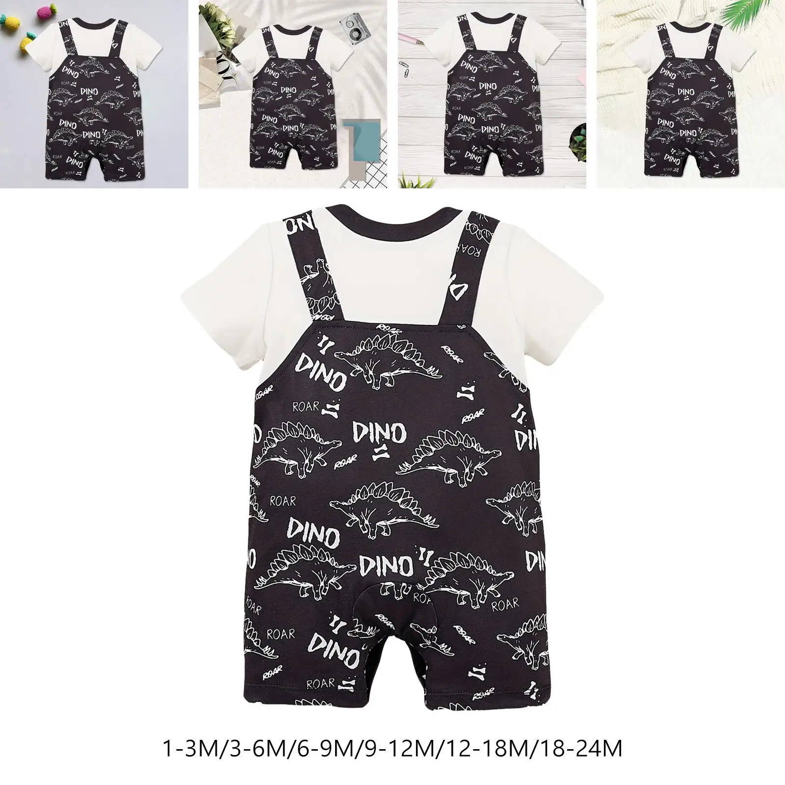 Baby Short Sleeve Rompers Breathable Summer Infant Coveralls Baby Bodysuit for Holiday Party Home Daily Wear Photography Props