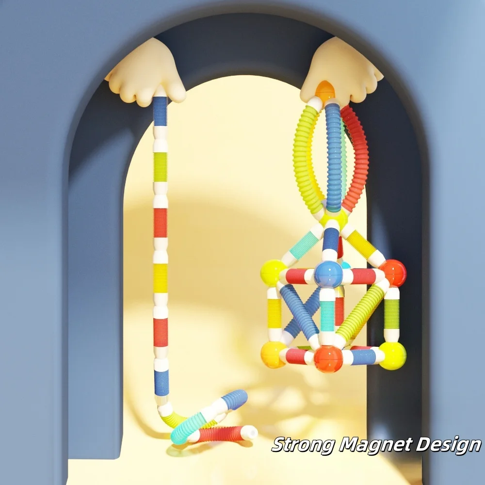 Bloques magnéticos para niños pequeños, juguetes de construcción, agarre suave, palos magnéticos flexibles, juego de construcción, vástago de aprendizaje, juguetes sensoriales preescolares - imagen 3