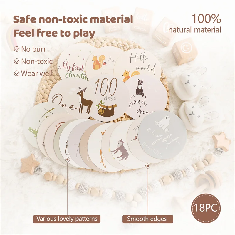 Tarjeta de papel de 18 piezas para recién nacidos, recuerdo de bebé, decoración de fiesta de cumpleaños, accesorios de fotografía para niños, 1 a 12 meses - imagen 3