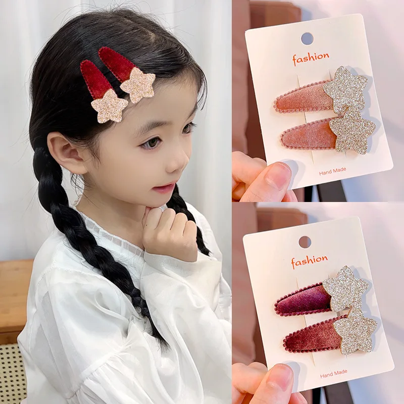 2 uds estrellas brillantes horquilla para niños flequillo Clip horquilla lateral pasadores sombreros niñas niños mujeres accesorios para el cabello