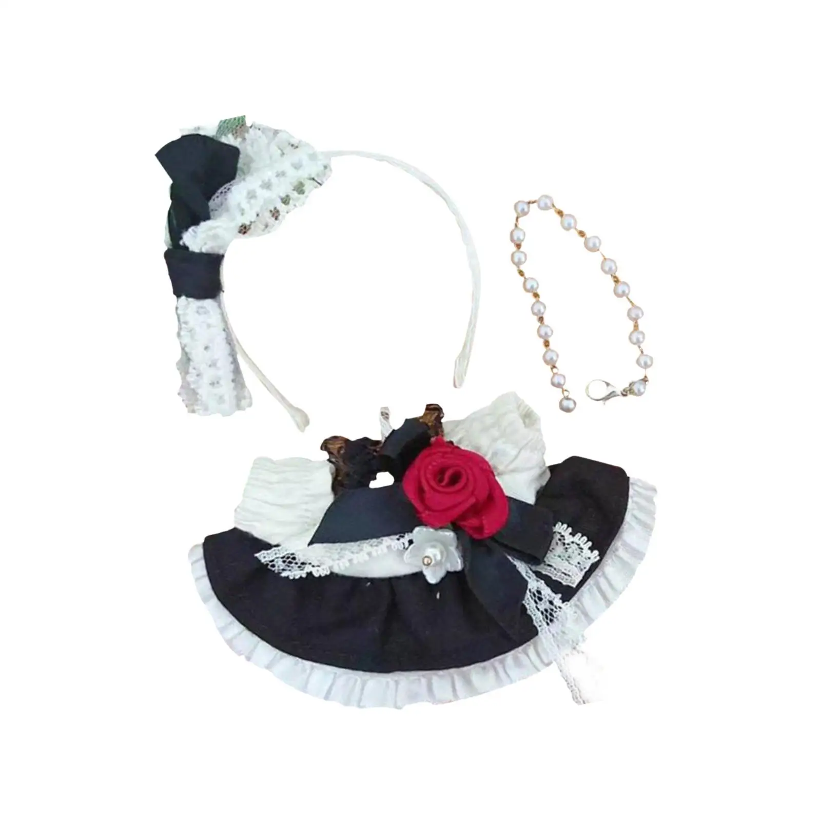DIY Doll Maid Dress with Headpiece for 5.91-inch Plush Figures