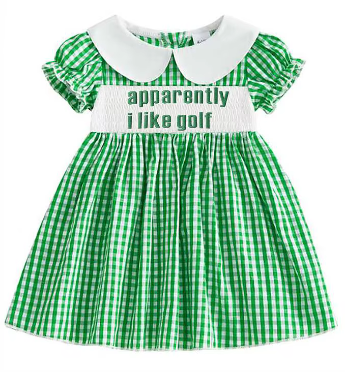 Vestido línea A a cuadros para niña con cuello de muñeca bordado