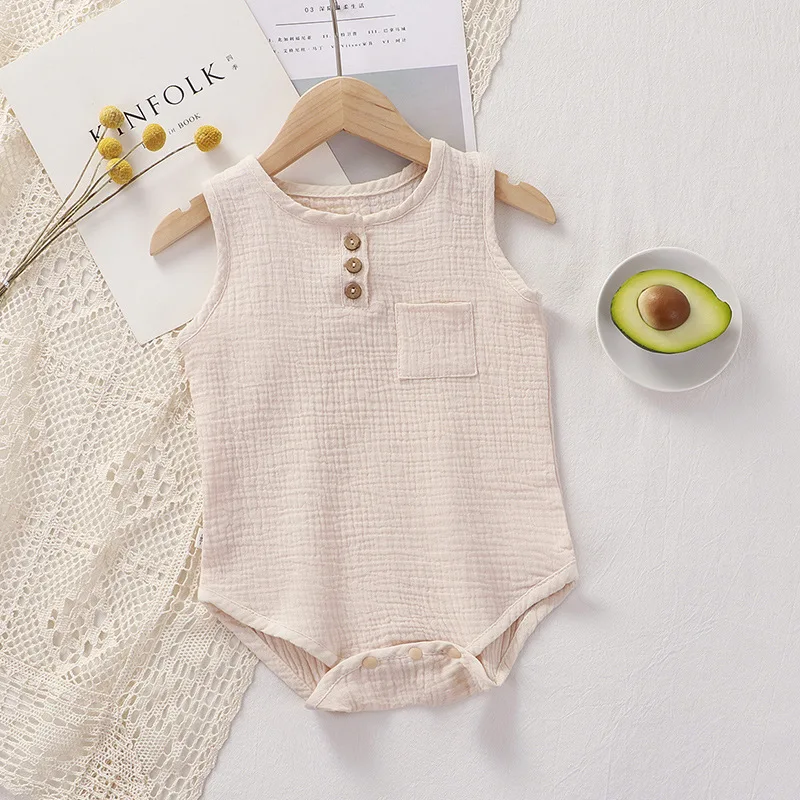 Triángulo de algodón puro para bebé – Conjunto unisex de verano - imagen 5