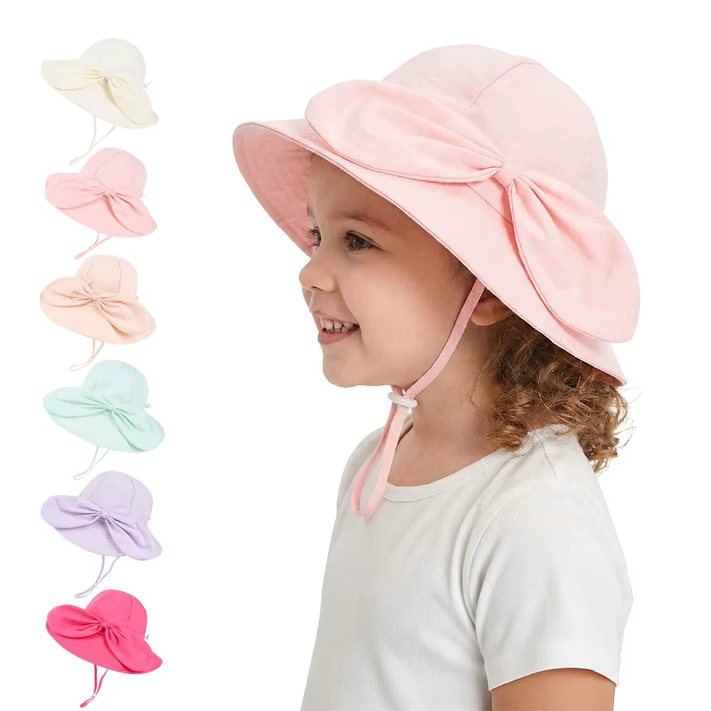 Gorra de sol infantil con lazo – Ala ancha estilo Panamá - imagen 2