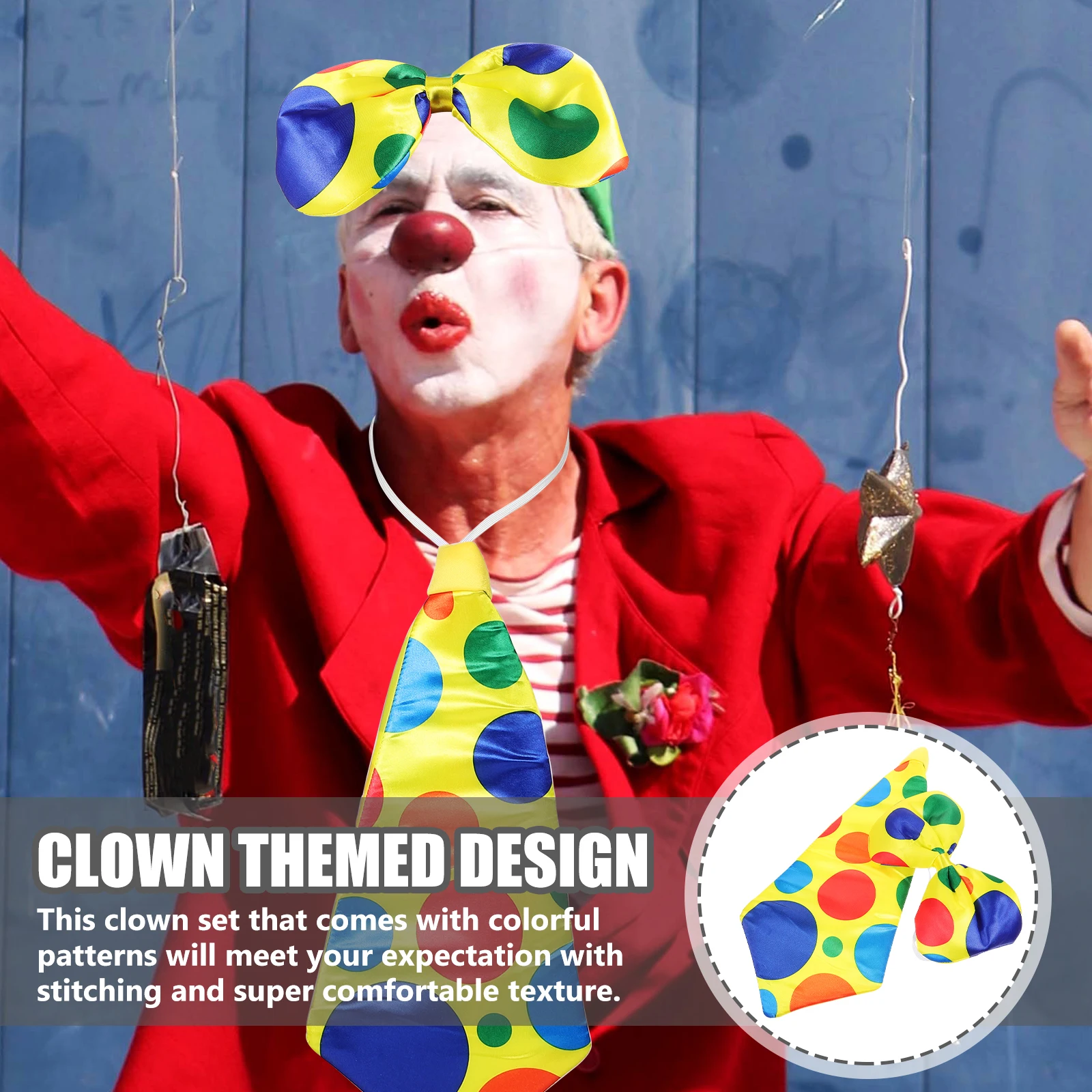 Conjunto de pajarita de payaso de Carnaval, disfraz cómodo y duradero para fiesta de disfraces de Halloween, traje de payaso reutilizable, 2 uds.