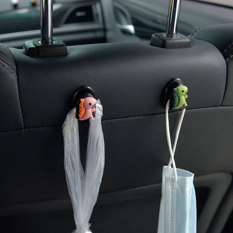 Ganchos para coche Kawaii, organizador de almacenamiento Universal, Mini ganchos para asiento trasero de dibujos animados, organizador de pegatinas para coche