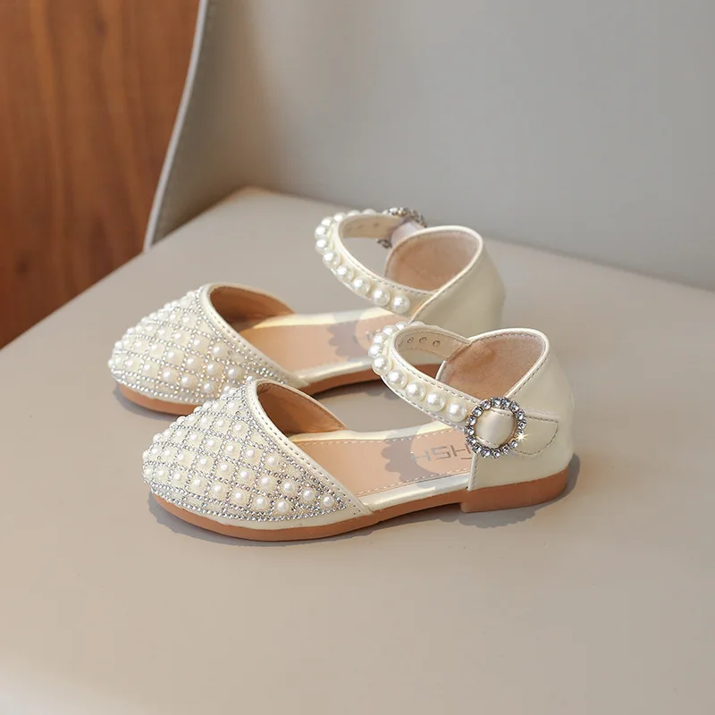 Zapatos de cuero para niñas, zapatos de cristal para niños, novedad de verano 2021, zapatos de princesa para niñas pequeñas, zapatos de baile con diamantes de imitación brillantes a la moda - imagen 4