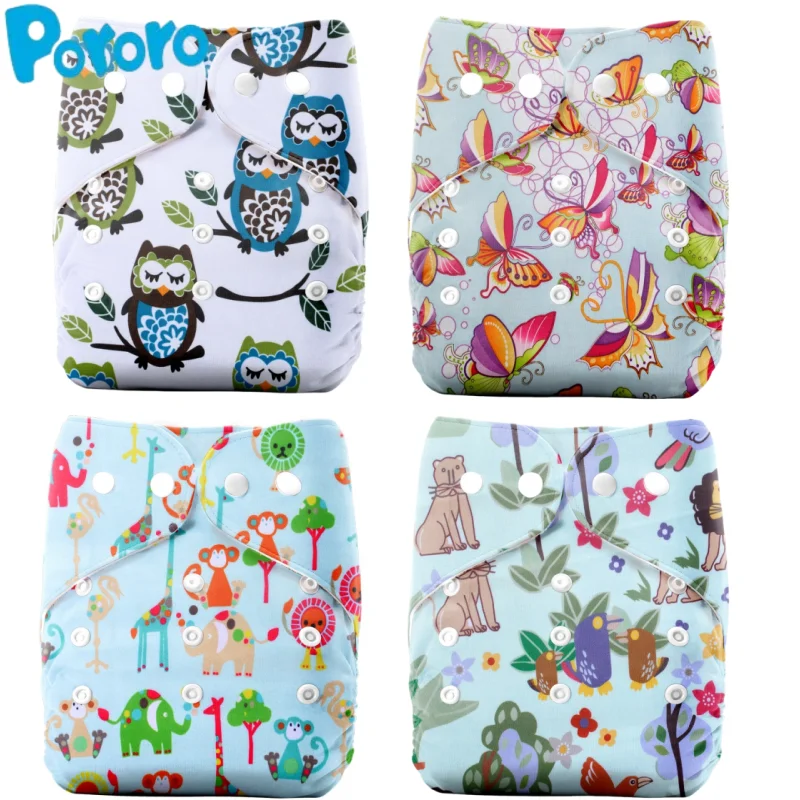 Pororo Pañales de tela para niños de 1 a 3 años, regulares, a prueba de fugas, reutilizables e impermeables con estampado PUL, lindas orejas redondas