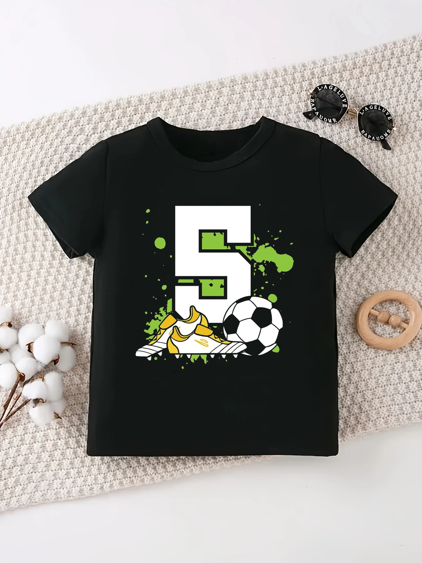 Camiseta con estampado de fútbol para niño, camiseta con tema de fútbol para niño, el mejor regalo de cumpleaños, ropa Kawaii para niño, 7/8, 9 - imagen 3