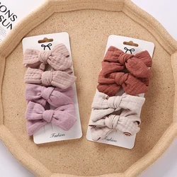 Pinzas de pelo con lazo para niña - Set floral de muselina