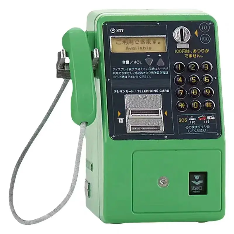 Modelo de teléfono en miniatura Gacha, teléfono público NTT japonés Retro de simulación genuina