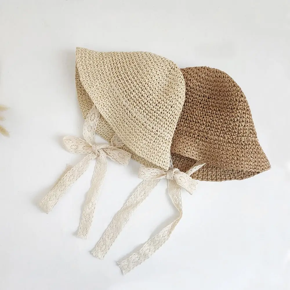 Sombrero de paja de encaje para bebé, gorro de playa, informal, Princesa, Panamá, Verano