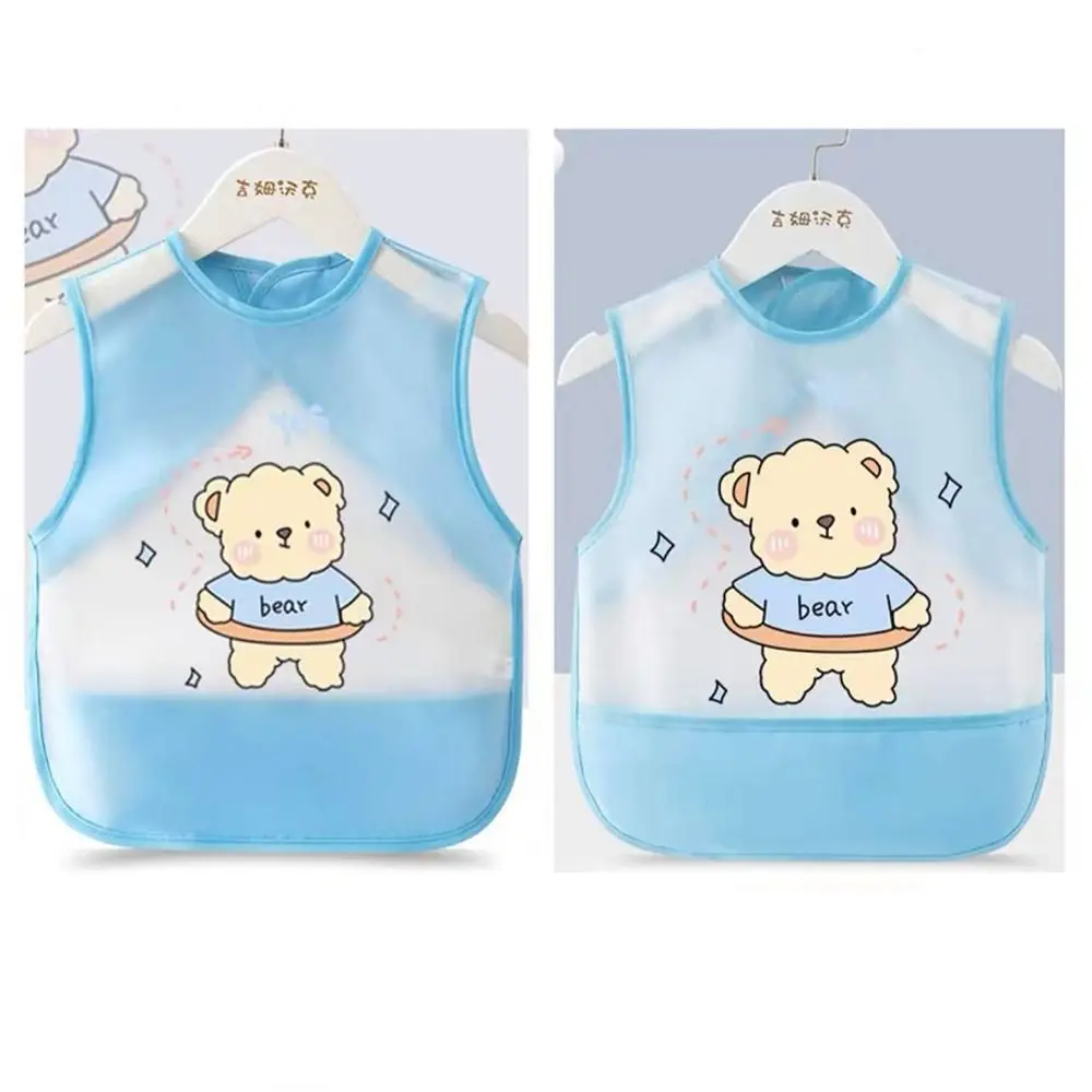 Patrón de dibujos animados comiendo Baberos oso conejos impermeable delantal para niños lavable sin mangas ropa de protección para niños - imagen 4